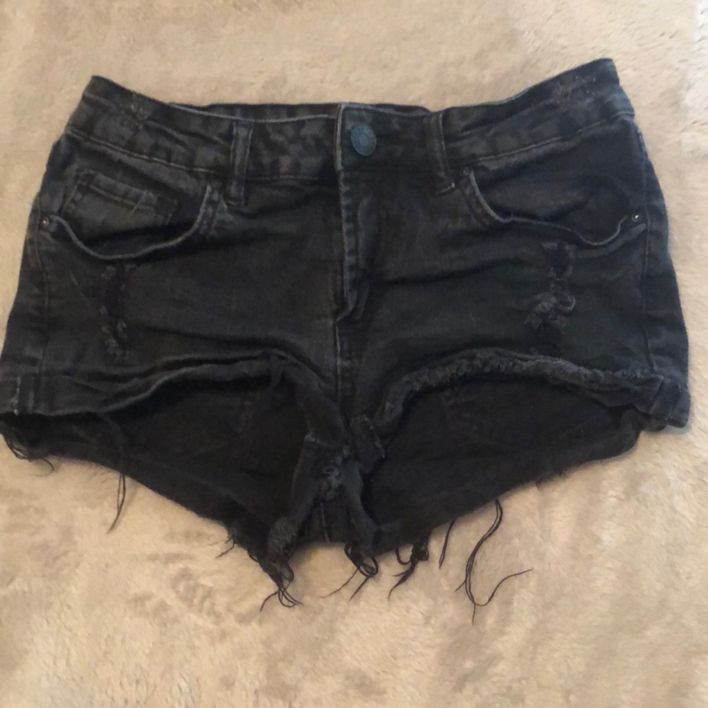 Black Ripped Jean Shorts